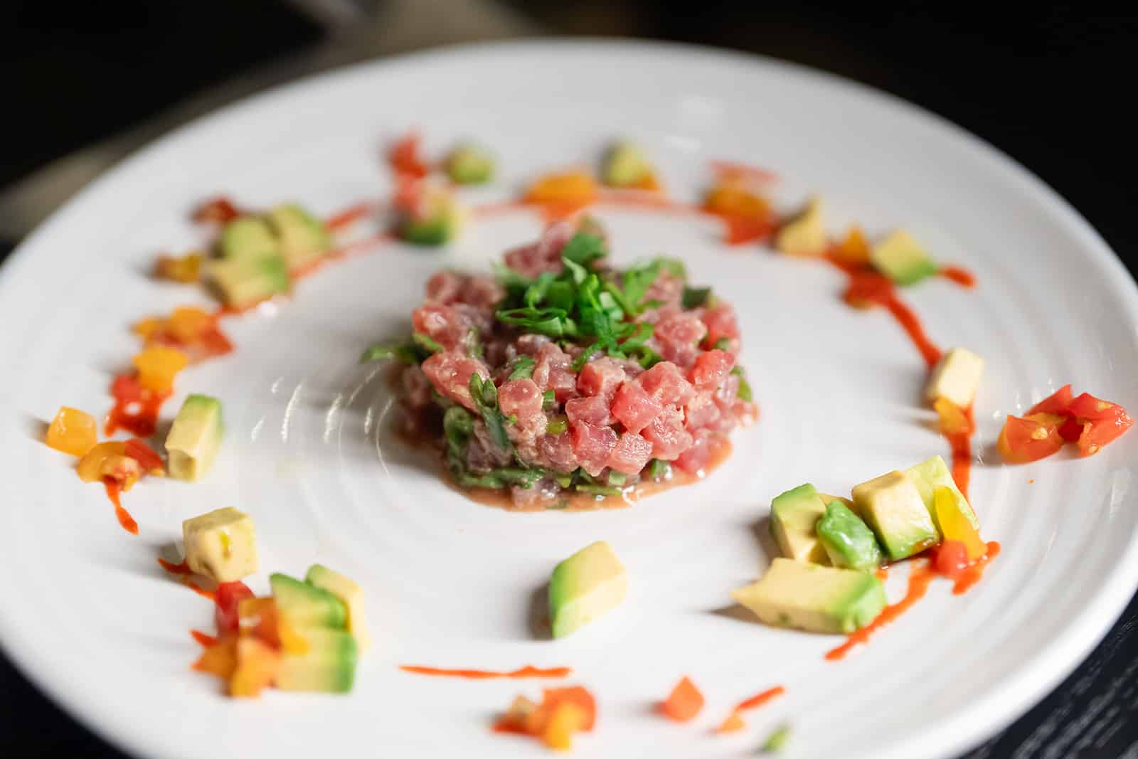ahi tuna tartare fancy plating