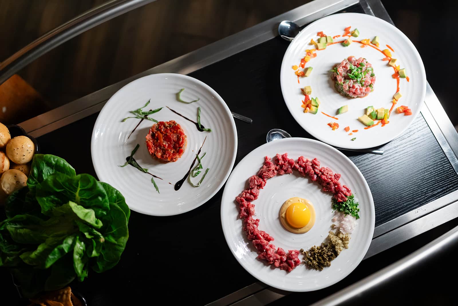 tartare cart with beef tartare ahi tuna tartare and veggie tartare