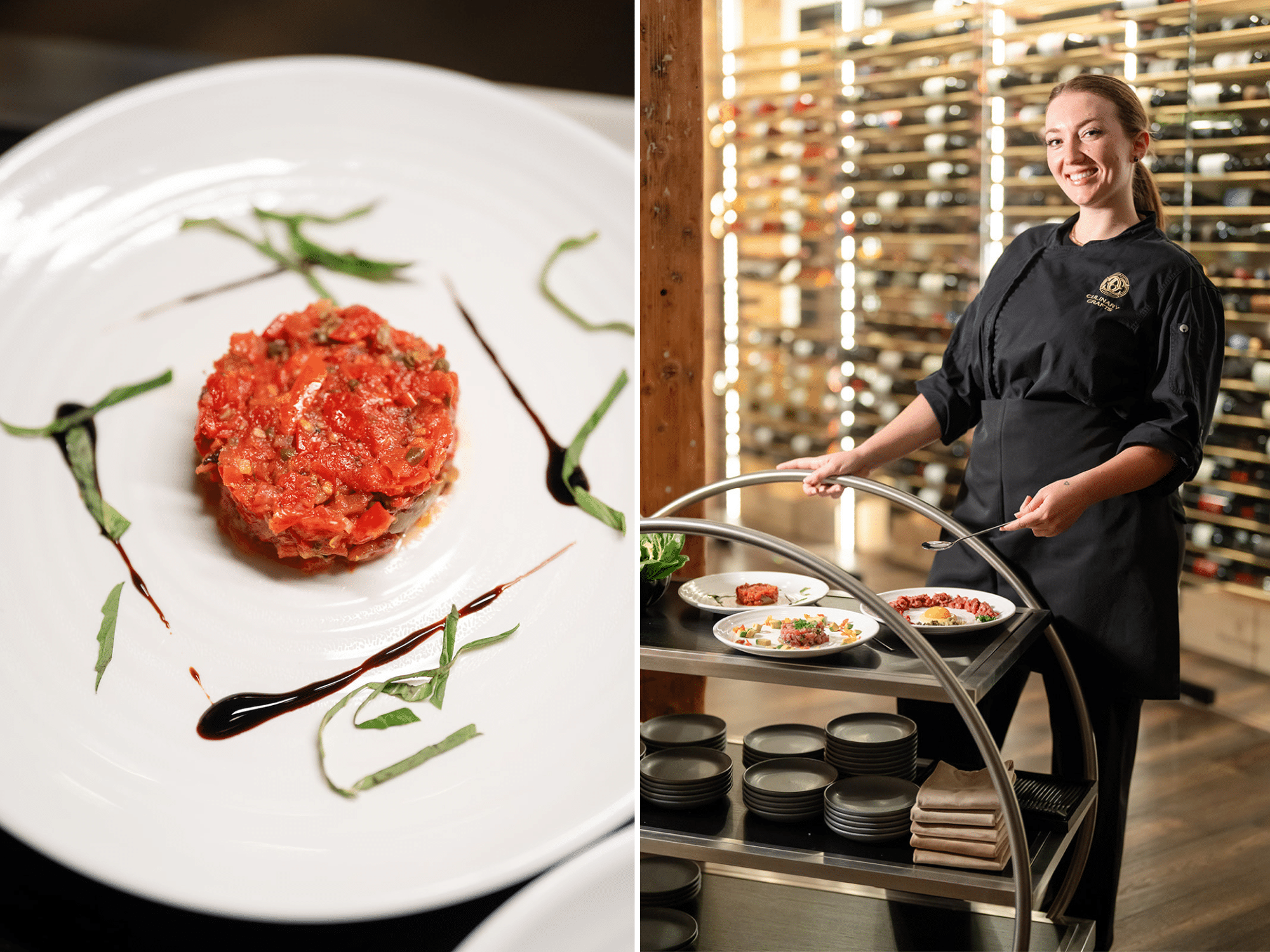 tomato tartare served from tartare cart at Salt Lake City event